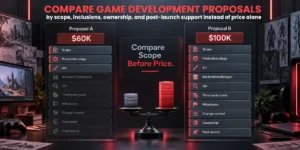 Compare game development proposals by scope, inclusions, ownership, and post-launch support instead of price alone